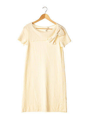 Robe pull stretch manches courtes beige CARINE femme