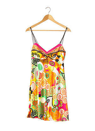 Robe mi-longue col v fines bretelles orange FERAUD femme