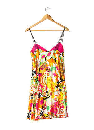 Robe mi-longue col v fines bretelles orange FERAUD femme