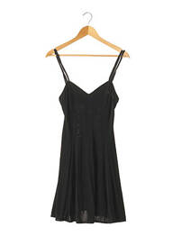 Robe courte tissage crêpe fines bretelles noir PAOLINA femme