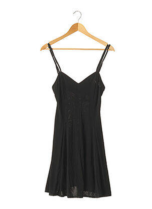 Robe courte tissage crêpe fines bretelles noir PAOLINA femme