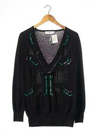 Pull finition bords-côtes manches longues noir TOGA PULLA femme