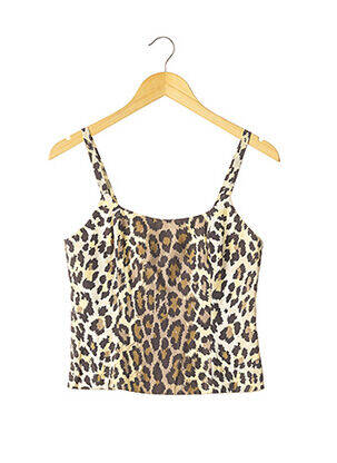 Top tissage jersey fines bretelles beige LES FOLIES D'ELODIE femme