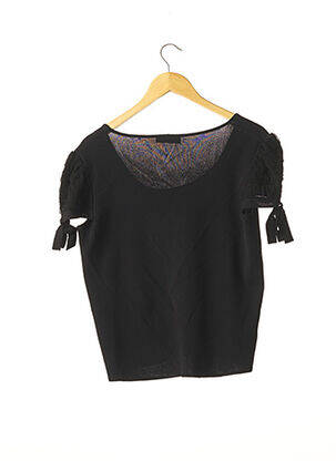 Pull coupe cintrée manches courtes noir LIL POUR L'AUTRE femme