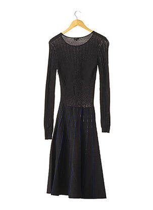 Robe mi-longue manches longues manches longues noir MANOUSH femme