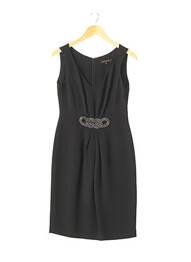 Robe mi-longue tissage crêpe sans manche noir APOSTROPHE femme