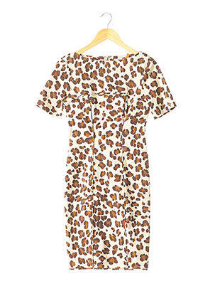 Robe mi-longue fermeture zippée au dos manches courtes beige BLUMARINE femme