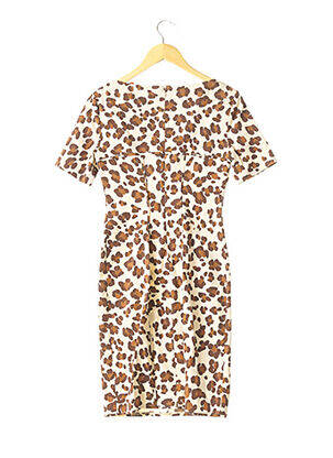 Robe mi-longue fermeture zippée au dos manches courtes beige BLUMARINE femme
