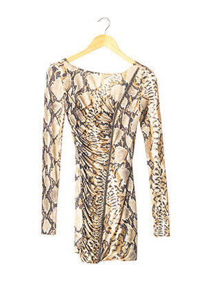 Robe courte fermeture zippée au dos manches longues beige BLUMARINE femme