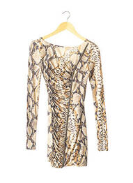 Robe courte fermeture zippée au dos manches longues beige BLUMARINE femme