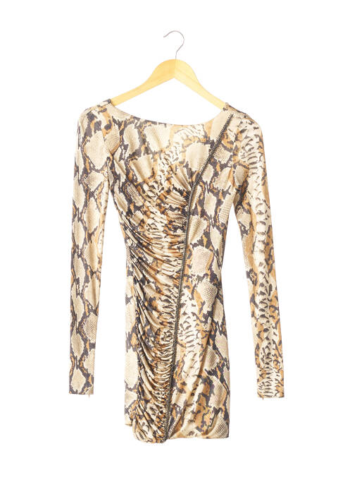 Robe courte fermeture zippée au dos manches longues beige BLUMARINE femme