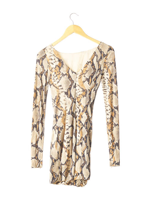 Robe courte fermeture zippée au dos manches longues beige BLUMARINE femme