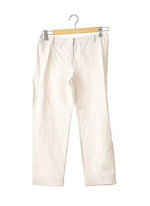 Pantalon 7/8 fermeture zippée sous rabat avec crochet taille normale beige 115 femme