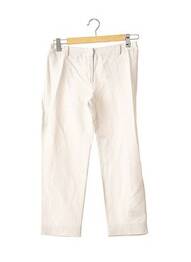Pantalon 7/8 fermeture zippée sous rabat avec crochet taille normale beige 115 femme