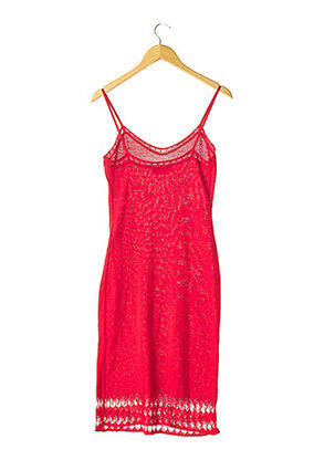 Robe mi-longue col rond fines bretelles rouge CORINNE COBSON femme