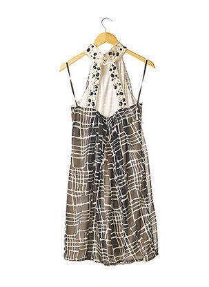 Robe mi-longue imprimé fantaisie sans manche noir CBC femme