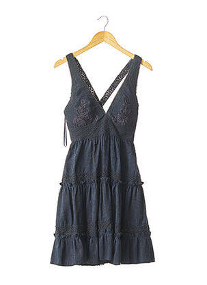 Robe mi-longue fermeture zippée au dos fines bretelles bleu BASIX II femme