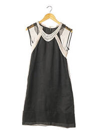 Robe mi-longue fermeture zippée au dos manches courtes noir RUE DU MAIL femme