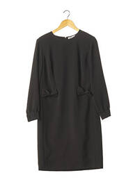 Robe mi-longue manches longues manches longues noir STEPHA femme