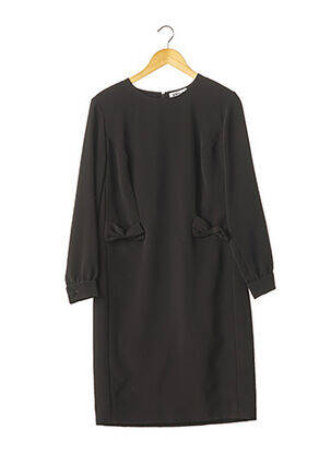 Robe mi-longue manches longues manches longues noir STEPHA femme