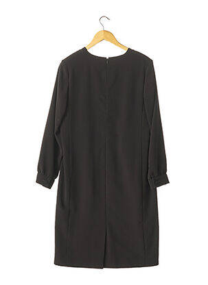 Robe mi-longue manches longues manches longues noir STEPHA femme