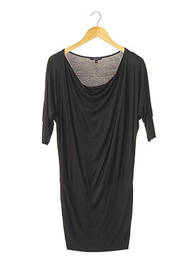 Robe mi-longue manches 3/4 manches 3/4 noir AXARA femme