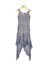 Robe mi-longue imprimé fantaisie sans manche bleu TRUSSARDI JEANS femme