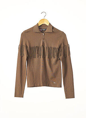 Pull coupe cintrée manches longues marron DASLU femme