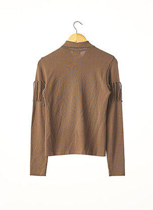 Pull coupe cintrée manches longues marron DASLU femme