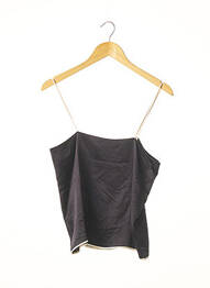 Top col carré fines bretelles noir BOUCHRA JARRAR femme
