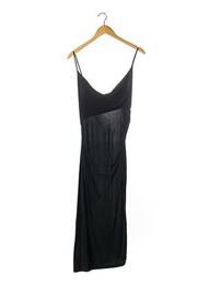 Robe mi-longue tissage crêpe fines bretelles noir DIANE VON FURSTENBERG femme