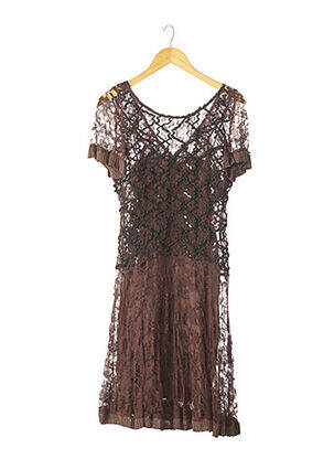Robe mi-longue manches courtes manches courtes marron CHRISTIAN LACROIX femme