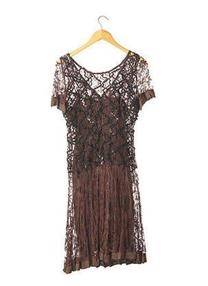 Robe mi-longue manches courtes manches courtes marron CHRISTIAN LACROIX femme