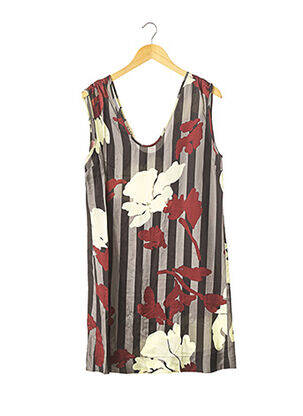 Robe mi-longue imprimé fleurs sans manche gris MARNI femme