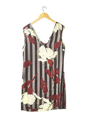 Robe mi-longue imprimé fleurs sans manche gris MARNI femme
