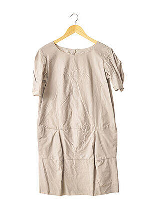 Robe mi-longue fermeture zippée au dos manches courtes beige MARNI femme
