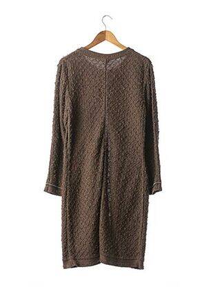 Manteau long coupe droite sans capuche marron LIL POUR L'AUTRE femme