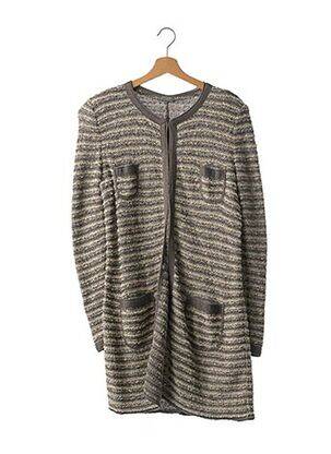 Manteau long coupe cintrée sans capuche gris LIL POUR L'AUTRE femme