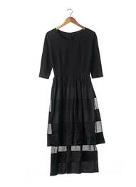 Robe mi-longue manches 3/4 manches 3/4 noir SANS MARQUE femme