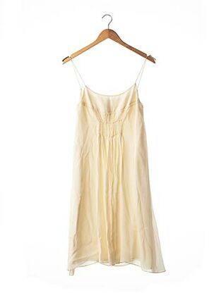 Robe mi-longue tissage crêpe fines bretelles beige RUE DU MAIL femme