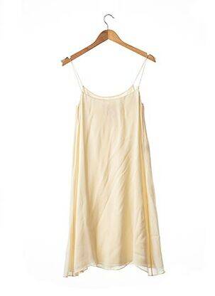 Robe mi-longue tissage crêpe fines bretelles beige RUE DU MAIL femme
