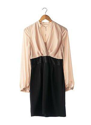Robe mi-longue tissage crêpe manches longues noir HALSTON HERITAGE femme