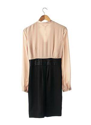 Robe mi-longue tissage crêpe manches longues noir HALSTON HERITAGE femme