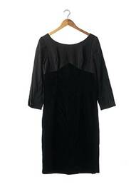 Robe mi-longue manches 3/4 manches 3/4 noir STEPHA femme