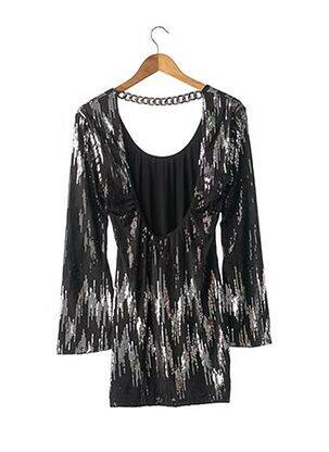 Robe mi-longue col rond noir SKY femme