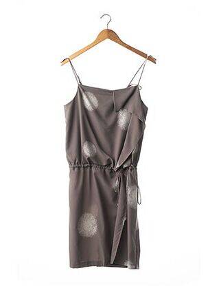 Robe mi-longue imprimé fantaisie fines bretelles gris CREA CONCEPT femme