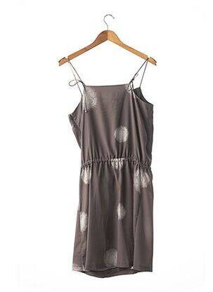 Robe mi-longue imprimé fantaisie fines bretelles gris CREA CONCEPT femme