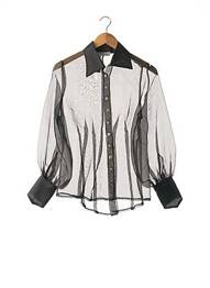 Chemisier coupe cintrée manches longues noir SASSIA femme