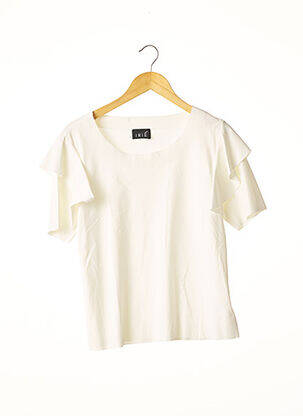 Blouse col rond manches courtes blanc IRIE femme