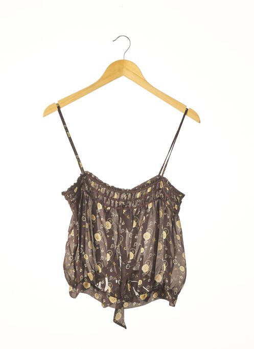 Top imprimé fantaisie fines bretelles marron MIU MIU femme